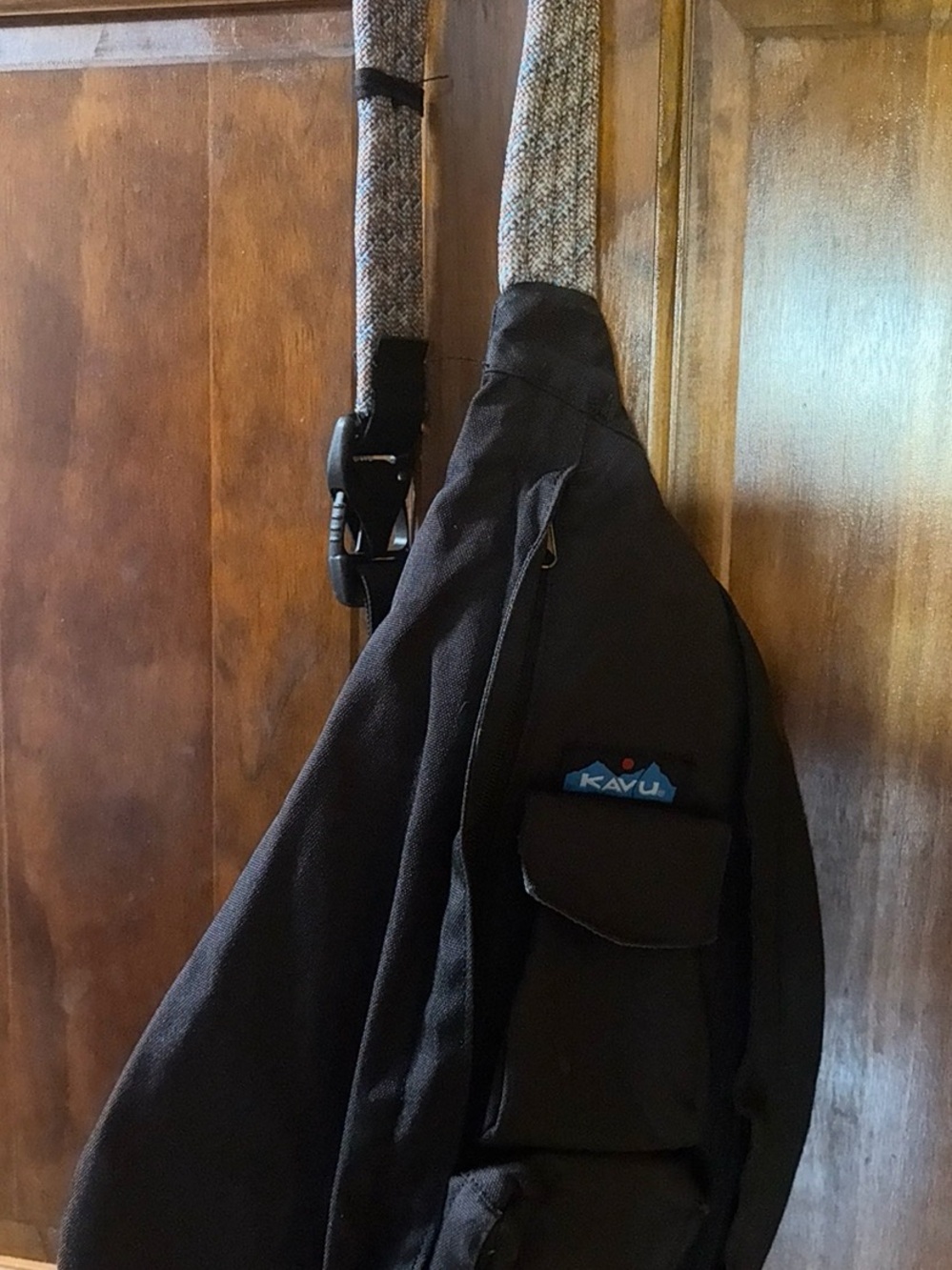 Kavu Black Sling Backpack  with Gray Strap Accent